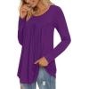 imageLONGYUAN Womens Long Sleeve Casual Tunics Tops 2025 Winter Loose Shirts Flare Blouse Comfy Elastic CutePurple