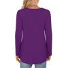 imageLONGYUAN Womens Long Sleeve Casual Tunics Tops 2025 Winter Loose Shirts Flare Blouse Comfy Elastic CutePurple