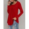 imageLONGYUAN Womens Long Sleeve Casual Tunics Tops 2025 Winter Loose Shirts Flare Blouse Comfy Elastic CuteRed