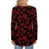 imageLONGYUAN Womens Long Sleeve Casual Tunics Tops 2025 Winter Loose Shirts Flare Blouse Comfy Elastic CuteRed Flower