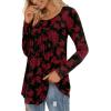 imageLONGYUAN Womens Long Sleeve Casual Tunics Tops 2025 Winter Loose Shirts Flare Blouse Comfy Elastic CuteRed Flower