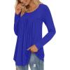 imageLONGYUAN Womens Long Sleeve Casual Tunics Tops 2025 Winter Loose Shirts Flare Blouse Comfy Elastic CuteRoyal Blue