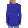 imageLONGYUAN Womens Long Sleeve Casual Tunics Tops 2025 Winter Loose Shirts Flare Blouse Comfy Elastic CuteRoyal Blue