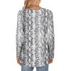 imageLONGYUAN Womens Long Sleeve Casual Tunics Tops 2025 Winter Loose Shirts Flare Blouse Comfy Elastic CuteSnake Print White