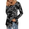imageLONGYUAN Womens Long Sleeve Casual Tunics Tops 2025 Winter Loose Shirts Flare Blouse Comfy Elastic CuteWhite Black Flower
