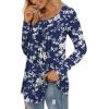imageLONGYUAN Womens Long Sleeve Casual Tunics Tops 2025 Winter Loose Shirts Flare Blouse Comfy Elastic CuteWhite Flower