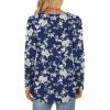 imageLONGYUAN Womens Long Sleeve Casual Tunics Tops 2025 Winter Loose Shirts Flare Blouse Comfy Elastic CuteWhite Flower