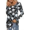 imageLONGYUAN Womens Long Sleeve Casual Tunics Tops 2025 Winter Loose Shirts Flare Blouse Comfy Elastic CuteWhite Lily