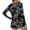 imageLONGYUAN Womens Long Sleeve Tops 2025 Fall Casual Tunic Stretchy Loose TShirts Basic BlouseAblack Carving
