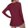 imageLONGYUAN Womens Long Sleeve Tops 2025 Fall Casual Tunic Stretchy Loose TShirts Basic BlouseAburgundy