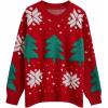 imageCHICWISH Christmas Sweater for Women Snowflake Christmas Tree Knit Sweatshirt Long Sleeve Xmas Holiday Shirt Pullover TopsRed