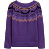 imageCHICWISH Women Spooky Bats Halloween Knit Sweater Casual Crewneck Long Sleeve Sweatershirt Holiday Print Pullover TopPurple