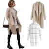 imageCHICWISH Womens Classy Light Tan Open Front Knit Coat and Grid Turtleneck Sweater Dress Size ML
