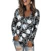 imageLONGYUAN Women Long Sleeve Tops Vneck Shirts Basic Loose Tunic Tops Casual 2025 Trendy BlousesWhite Lily