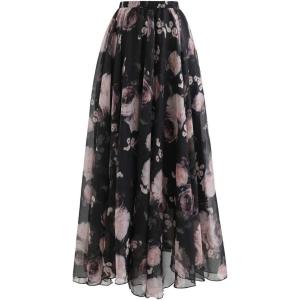 imageCHICWISH Womens Floral Watercolor Flower Maxi Floral Chiffon Slip SkirtPink Rose Watercolor