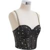 imageCHICWISH Women Golden Stars Print Bustier Top Push Up Croset Top Underwire Bra Going Out Holiday Party Crop TopsBlack