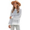 imageDisamer Womens Sweaters 2025 Fall Clothes Batwing Long Sleeve Striped Knit Pullover Tops Fashion Outfits Oversized SweaterPure Blue