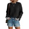 imageDisamer Womens Sweaters Fall Clothes Fashion 2025 Cowboy Chic Knit Cozy Sweater School Teacher Outfits Long Sleeve PulloverStriped Black