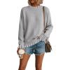 imageDisamer Womens Sweaters Fall Clothes Fashion 2025 Cowboy Chic Knit Cozy Sweater School Teacher Outfits Long Sleeve PulloverStriped Gray