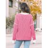 imageDisamer Womens Sweaters Oversized Cable Knit Sweater Fall Clothes 2025 Fashion Outfits Long Sleeve Crewneck Chunky PulloverPure Pink