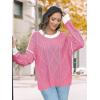 imageDisamer Womens Sweaters Oversized Cable Knit Sweater Fall Clothes 2025 Fashion Outfits Long Sleeve Crewneck Chunky PulloverPure Pink