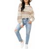 imageWomens Sweaters Fall 2025 Fashion Long Sleeve Color Block Oversized Sweater Trendy Casual Crew Neck Knitted Tops PulloverColor Apricot