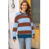 imageWomens Sweaters Fall 2025 Fashion Long Sleeve Color Block Oversized Sweater Trendy Casual Crew Neck Knitted Tops PulloverColor Caramel