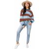 imageWomens Sweaters Fall 2025 Fashion Long Sleeve Color Block Oversized Sweater Trendy Casual Crew Neck Knitted Tops PulloverColor Caramel