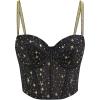 imageCHICWISH Women Golden Stars Print Bustier Top Push Up Croset Top Underwire Bra Going Out Holiday Party Crop TopsBlack