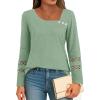 imageDisamer Long Sleeve Shirts for Women Fall Clothes Teacher Outfits 2025 Button Blouses Dressy Casual Square Neck Tunic TopsPure Green