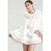 imageCHICWISH Women Faux Fur Trimmed PomPom Poncho Winter Casual Soft Chunky Batwing Sleeve Shawl Wraps Cloak Cape Coat White