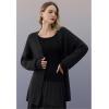 imageCHICWISH Women Waffle Knit Cardigan Casual Oversized Open Front Long Sleeve Belted Sweaters Outerwear CoatsBlack