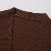 imageCHICWISH Women Waffle Knit Cardigan Casual Oversized Open Front Long Sleeve Belted Sweaters Outerwear CoatsChocolate