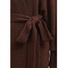 imageCHICWISH Women Waffle Knit Cardigan Casual Oversized Open Front Long Sleeve Belted Sweaters Outerwear CoatsChocolate