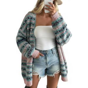 imageDisamer Oversized Cardigan Sweaters for Women Fall 2025 Winter Clothing Long Sleeve Knit Open Front Chunky Cardigans SweaterFloral Pink