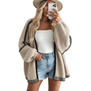 imageDisamer Oversized Cardigan Sweaters for Women Fall 2025 Winter Clothing Long Sleeve Knit Open Front Chunky Cardigans SweaterLine Apricot