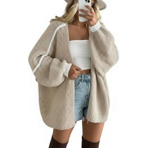 imageDisamer Oversized Cardigan Sweaters for Women Fall 2025 Winter Clothing Long Sleeve Knit Open Front Chunky Cardigans SweaterPure Apricot