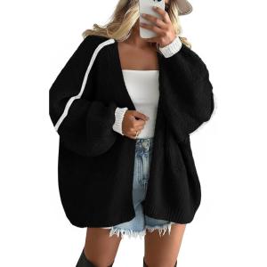 imageDisamer Oversized Cardigan Sweaters for Women Fall 2025 Winter Clothing Long Sleeve Knit Open Front Chunky Cardigans SweaterPure Black