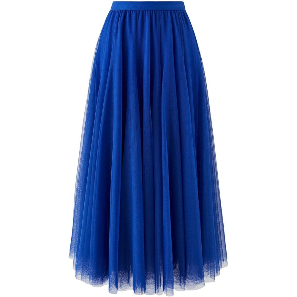 imageCHICWISH Womens LilacCreamGreyPinkBlack Layered Mesh Ballet Prom Party Tulle Tutu ALine Maxi SkirtIndigo