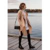 imageCHICWISH Womens Classy Light Tan Open Front Knit Coat and Grid Turtleneck Sweater Dress Size XXL