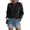 imageDisamer Womens Sweaters Fall Clothes Fashion 2025 Cowboy Chic Knit Cozy Sweater School Teacher Outfits Long Sleeve PulloverPlaid Black