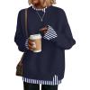 imageDisamer Womens Sweaters Fall Clothes Fashion 2025 Cowboy Chic Knit Cozy Sweater School Teacher Outfits Long Sleeve PulloverStriped Navy Blue