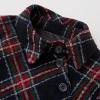 imageCHICWISH Women Plaid Cape Coat Winter Collared Button Wrap Tie Sash Christmas Party Tartan Poncho Jackets with PocketsBlack