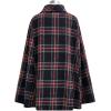 imageCHICWISH Women Plaid Cape Coat Winter Collared Button Wrap Tie Sash Christmas Party Tartan Poncho Jackets with PocketsBlack