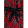 imageCHICWISH Women Plaid Cape Coat Winter Collared Button Wrap Tie Sash Christmas Party Tartan Poncho Jackets with PocketsRed