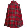 imageCHICWISH Women Plaid Cape Coat Winter Collared Button Wrap Tie Sash Christmas Party Tartan Poncho Jackets with PocketsRed