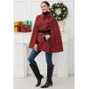 imageCHICWISH Women Plaid Cape Coat Winter Collared Button Wrap Tie Sash Christmas Party Tartan Poncho Jackets with PocketsRed