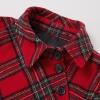 imageCHICWISH Women Plaid Cape Coat Winter Collared Button Wrap Tie Sash Christmas Party Tartan Poncho Jackets with PocketsRed