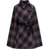imageCHICWISH Women Plaid Cape Coat Winter Collared Button Wrap Tie Sash Christmas Party Tartan Poncho Jackets with PocketsBlack