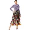 imageCHICWISH Women 3D Floral Applique Embroidery Maxi Skirt Elastic High Waist ALine Garden Party Mesh Tulle Skirt Black